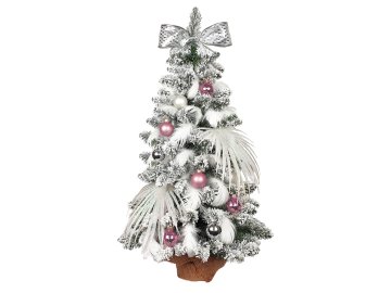 LAALU.cz Okrašeno umetno božično drevo POLAR PINK 60 cm z LED osvetlitvijo v cvetju