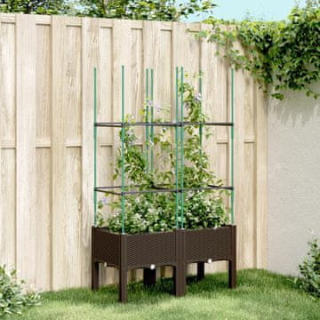 Vidaxl vidaXL Vrtno korito z rešetko, rjavo, 80x40x142,5 cm, PP
