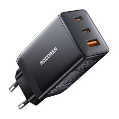 slomart Rocoren GaN Pro 65W omrežni polnilnik, 2x USB-C, USB (črn)