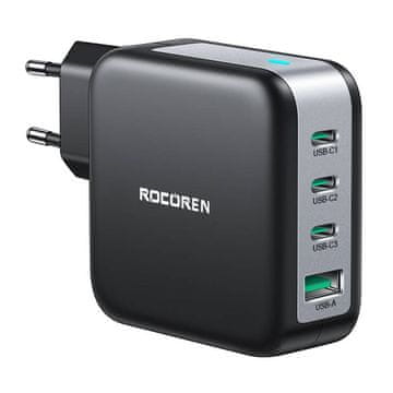 slomart Rocoren omrežni polnilnik 3x USB-C, 1x USB, Power Delivery 3.0, GaN, 100W (črn)