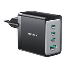 slomart Rocoren omrežni polnilnik 3x USB-C, 1x USB, GaN, 67W (črn)