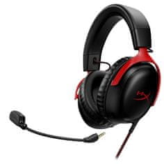 HP HyperX Cloud III gaming slušalke z mikrofonom, 7.1, žične, črne-rdeče (727A9AA)