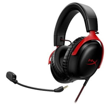 HP HyperX Cloud III gaming slušalke z mikrofonom, 7.1, žične, črne-rdeče (727A9AA)