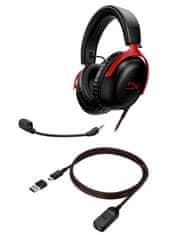 HP HyperX Cloud III gaming slušalke z mikrofonom, 7.1, žične, črne-rdeče (727A9AA)
