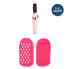 Netscroll Komplet 2v 1, Brezžični električni valjček za odstranjevanje trde kože + silikonske nogavice za nego suhih in razpokanih stopal GRATIS, USB polnjenje, FeetBundle