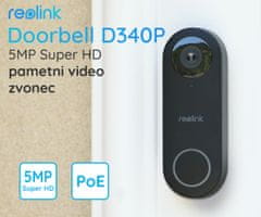 Reolink D340P pametni video zvonec, 2K+, PoE, zaznavanje gibanja