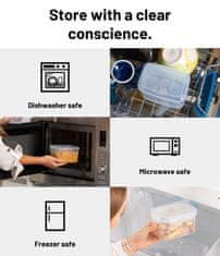 Deco Haus Kuhinjske posode za shranjevanje hrane - 16 delni set za večkratno uporabo z nepredušnimi pokrovi – Clip&Close komplet plastičnih posod za živila - Plastika brez BPA - Modra