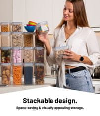 Deco Haus Kuhinjske posode za shranjevanje hrane - 16 delni set za večkratno uporabo z nepredušnimi pokrovi – Clip&Close komplet plastičnih posod za živila - Plastika brez BPA - Modra