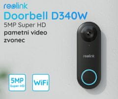 Reolink D340W pametni video zvonec, 2K+, WiFi, zaznavanje gibanja