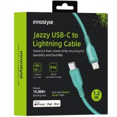 Innostyle INNOSTYLE JAZZY USB-C LIGHTNING MFI HITRI POLNILNI KABEL ZA IPHONE KEVLAR 1M ZELEN