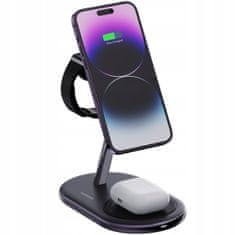 Innostyle INNOSTYLE MAGSTATION 3-V-1 INDUKCIJSKI POLNILEC ZA MAGSAFE IPHONE AIRPODS WATCH POLNILNA POSTAJA ČRNA