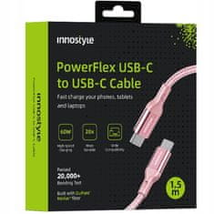 Innostyle INNOSTYLE POWERFLEX USB-C KABEL ZA HITRO POLNJENJE ZA IPHONE SAMSUNG 3A 60W KEVLAR 2M ROZA