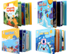 Meng Montessori Tiha knjiga - knjiga z nalepkami - Tiha knjiga - komplet 4 tihih knjig (dinozavri, potovanja, podvodni svet, vesolje)