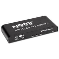 Aktivni razdelilnik Qoltec 2 x HDMI 4K x 2K | 6 Gb/s | 60 Hz | Visoka stabilnost