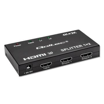Aktivni razdelilnik Qoltec 2 x HDMI 4K x 2K | 3,4 Gb/s | Visoka stabilnost