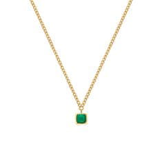 Hot Diamonds Fina pozlačena ogrlica z zelenim ahatom in diamantnimi dragimi kamni DN197