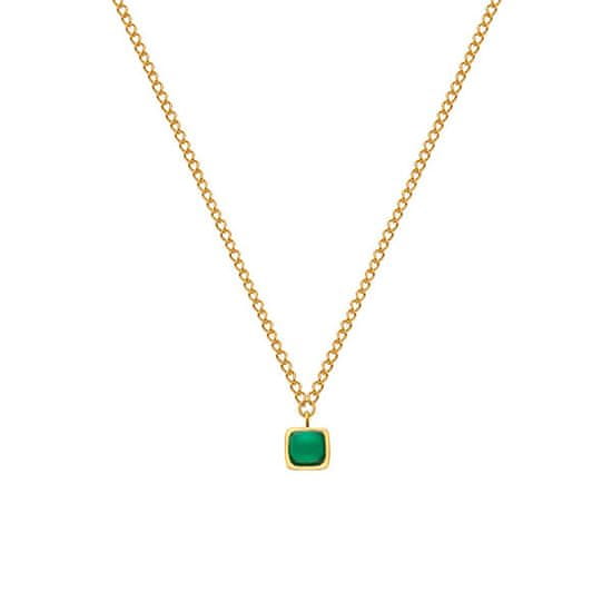 Hot Diamonds Fina pozlačena ogrlica z zelenim ahatom in diamantnimi dragimi kamni DN197