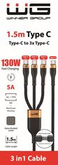 WG Podatkovni kabel tip-C_3 x tip-C, 5 A, črn, 150 cm