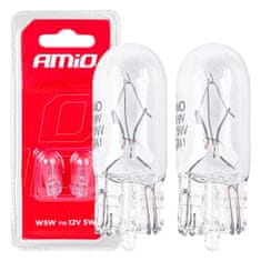 AMIO halogenska žarnica t10 w5w w2.1x9.5d 12v 2pcs blister amio-03346