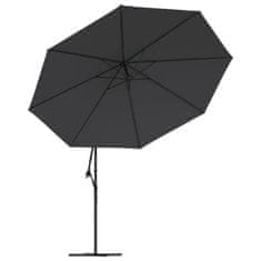 Vidaxl Previsni senčnik z aluminijastim drogom 350 cm črn