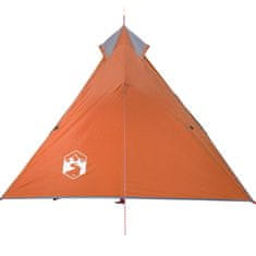 Vidaxl Šotor za kampiranje tipi za 1 osebo siv in oranžen vodoodporen