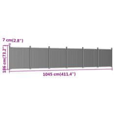 Vidaxl Ograjni panel siv 1045x186 cm WPC