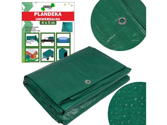 GARDEN LINE Zelena vodoodporna ponjava, z očesi, večnamenska 4x5m