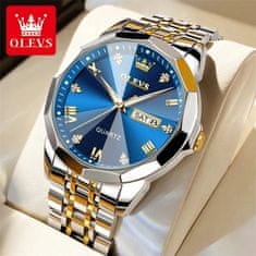 OLEVS OLEVS 9931 Moški rombasto ogledalo izvirno Quartz Watch: Izvirna ročna ura iz nerjavnega jekla za prefinjeno merjenje časa, vodoodporna, svetleči roki Silver