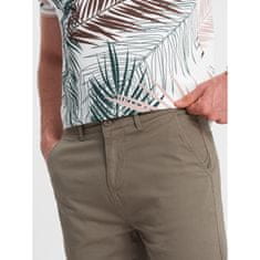 OMBRE Moške kratke hlače iz džinsa z obrobo iz olivnega materiala V2 W421 MDN125176 3XL