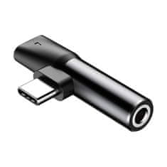 BASEUS Baseusov avdio adapter USB-C na mini jack 3,5 mm + USB-C (črn)