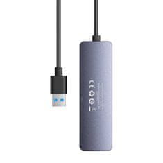 BASEUS Vozlišče 4v1 Baseus UltraJoy Lite 100cm USB-A do 4x USB 3.0 + USB-C 5V (sivo)