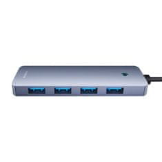 BASEUS Vozlišče 4v1 Baseus UltraJoy Lite 100cm USB-A do 4x USB 3.0 + USB-C 5V (sivo)