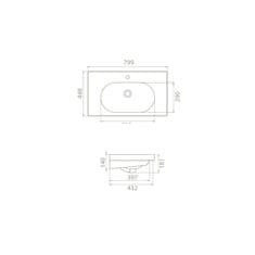CeraStyle Umivalnik CeraStyle ARYA 80x45 cm
