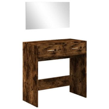 Vidaxl Toaletna mizica z ogledalom dimljeni hrast 80x39x80 cm