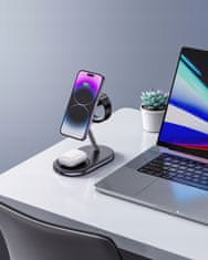 Innostyle INNOSTYLE MAGSTATION 3-V-1 INDUKCIJSKI POLNILEC ZA MAGSAFE IPHONE AIRPODS WATCH POLNILNA POSTAJA ČRNA