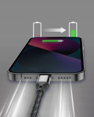 Innostyle INNOSTYLE POWERFLEX USB-C LIGHTNING MFI KABEL ZA HITRO POLNJENJE ZA IPHONE KEVLAR 2M ČRN