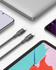Innostyle INNOSTYLE POWERFLEX USB-C KABEL ZA HITRO POLNJENJE ZA IPHONE SAMSUNG 3A 60W KEVLAR 2M ČRN