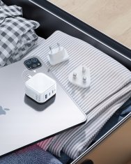 Innostyle INNOSTYLE MINI CUBE ZMOGLJIV HITRI POLNILEC GAN TRAVEL EU US UK AU 3X USB USB-C 65W BELA