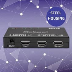 Aktivni razdelilnik Qoltec 2 x HDMI 4K x 2K | 3,4 Gb/s | Visoka stabilnost