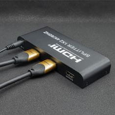 Aktivni razdelilnik Qoltec 2 x HDMI 4K x 2K | 6 Gb/s | 60 Hz | Visoka stabilnost