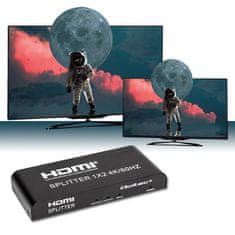 Aktivni razdelilnik Qoltec 2 x HDMI 4K x 2K | 6 Gb/s | 60 Hz | Visoka stabilnost