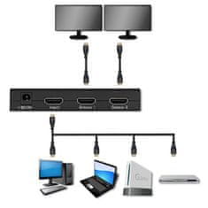Aktivni razdelilnik Qoltec 2 x HDMI 4K x 2K | 3,4 Gb/s | Visoka stabilnost