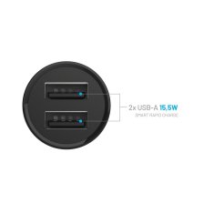 FIXED Polnilec z izhodom 2xUSB, 15W Smart Rapid Charge, črn