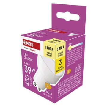 Emos LED žarnica ZQ8E22 LED žarnica Classic MR16 / GU10 / 4 W (39 W) / 450 lm / toplo bela