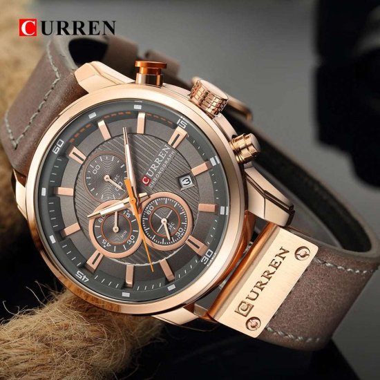 Curren CURREN 8291 Mo ke ure Quartz gibanje Fashion Casual Auto datum usnje Band ure mimovrste