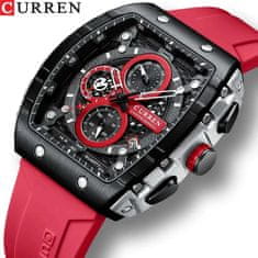 Curren CURREN 8442 Moški vodoodporni športni zapestni uri - vrhunski luksuzni blagovne znamke Chronograph Quartz ure za eleganco in učinkovitost, Relogio Masculino Red-black