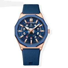 Curren CURREN 8437 Moška modna ura s priložnostnimi silikonskimi trakovi, kvarčnim gibanjem, samodejnim datumom in svetlečimi rokami (model 8437)" blue