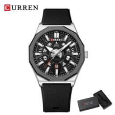 Curren CURREN 8437 Moška modna ura s priložnostnimi silikonskimi trakovi, kvarčnim gibanjem, samodejnim datumom in svetlečimi rokami (model 8437)" black