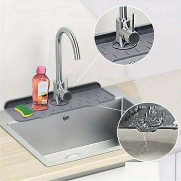 Korbi SILIKONSKA PODLOGA ZA POMIVALNO NALIVALKO – OCIEKACZ POD PIPU, KUHINJSKI ZLEW, SVETLO SIVA