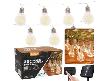 GARDEN LINE Solarni vrtni venec 20 LED, svetlobna veriga tople bele barve 5,8 m